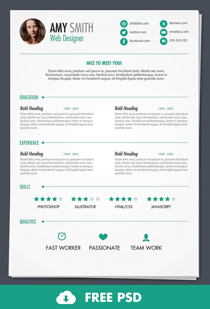 Free resume template psd