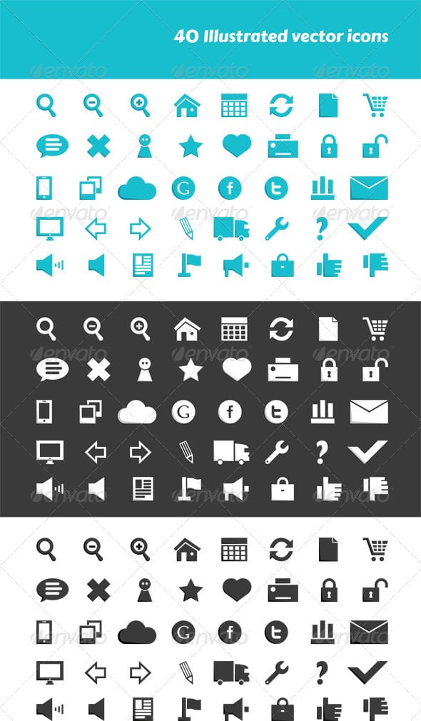 40 Simple Minimalist  Icon  Sets for Website Design  