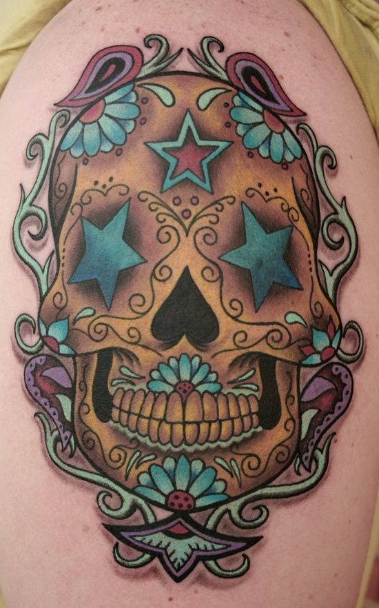 33 Crazily Gorgeous Sugar Skull Tattoos -DesignBump