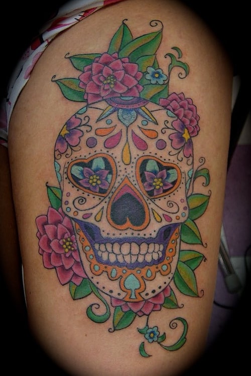 33 Crazily Gorgeous Sugar Skull Tattoos -DesignBump