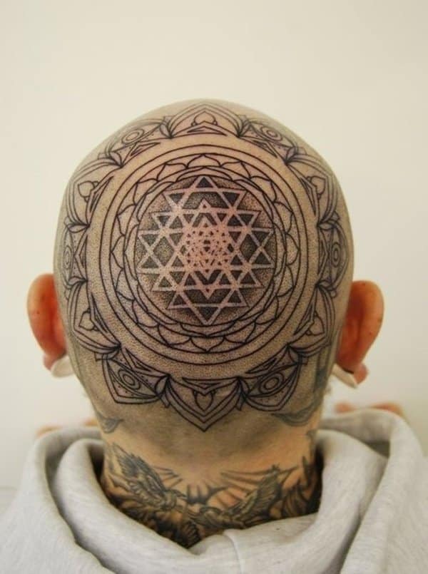head tattoo awesome holy tattoos crap cool mandala scalp hair designbump male tatto skull shock yantra shri tats previous