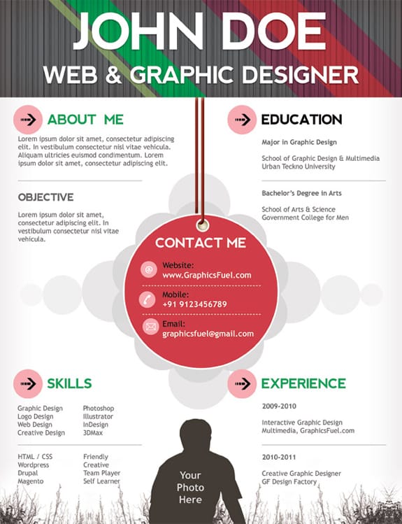 11 PSD One Page Resume Templates -DesignBump